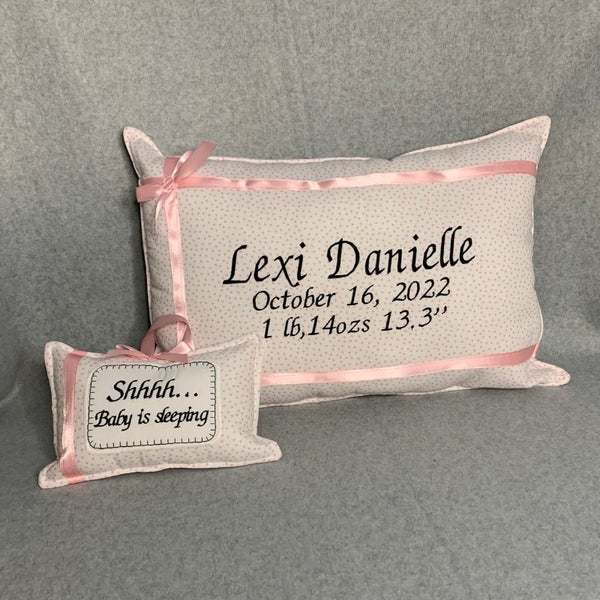 BABY BIRTH PERSONALIZED PILLOW / DOOR HANGER MINI PILLOW
