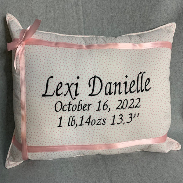BABY BIRTH PERSONALIZED PILLOW / DOOR HANGER MINI PILLOW