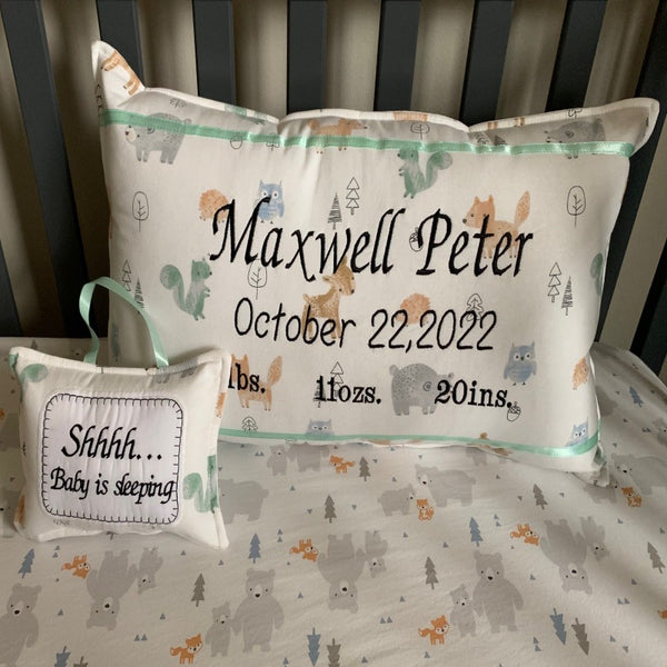 BABY BIRTH PERSONALIZED PILLOW / DOOR HANGER MINI PILLOW