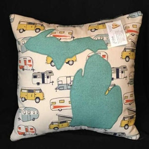 STATE (Any State) CAMPER PRINT PILLOW